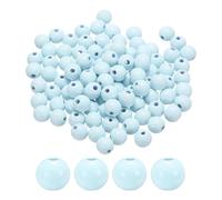 sourcing map 100pcs 16mm Light Blue Wood Beads 3.3mm Large Hole Round Wooden Loose Spacer Beads for Jewelry Making Necklace Bracelets DIY Crafts Macrame Handmade Decorations