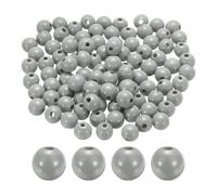 sourcing map 100pcs 16mm Light Gray Wood Beads 3.3mm Large Hole Round Wooden Loose Spacer Beads for Jewelry Making Necklace Bracelets DIY Crafts Macrame Handmade Decorations