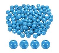 sourcing map 100pcs 16mm Sky Blue Wood Beads 3.3mm Large Hole Round Wooden Loose Spacer Beads for Jewelry Making Necklace Bracelets DIY Crafts Macrame Handmade Decorations