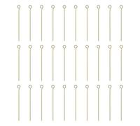 sourcing map 100pcs 18K Gold Open Eye Head Pins 1.57" 40mm Mini Metal Wire Eye Pins Beading Small Needles Bulk for Earring Pendant Necklace Bracelet Charm Jewelry Making Findings DIY Craft