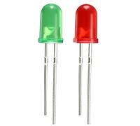sourcing map 100pcs 2 Colors x 50pcs 5mm Red Green LED Diode Lights Colored Lens Diffused Round 20mA Lighting Bulb Lamp Electronic Components Light Emitting Diodes