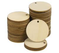 sourcing map 100Pcs 20mm(0.8inch) Unfinished Round Wooden Circles with Holes Round Wood Discs Hanging Tags for Crafts Project, DIY Decorations