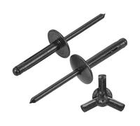sourcing map 100Pcs 3/16"x1" Aluminum Large Head Tri Grip Rivets, Large Flange Tri Grip Rivets for DIY, Sheet Metal, Automotive Repairs, Furniture, Marine Boat (Black)