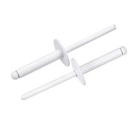 sourcing map 100Pcs 3/16"x1" Large Flange Head Blind Rivets, Zinc-Plated Carbon Steel Grip and Mandrel Cap Blind Rivets, White