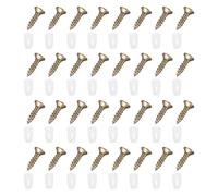 sourcing map 100Pcs 4.8x10mm Plastic Hinge Dowel Inserts with M4 Self-Tapping Screws for Furniture Cabinets Wardrobes Door, White