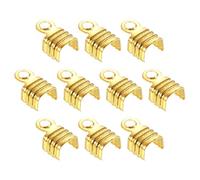 sourcing map 100Pcs 4 x 6.5mm Fold Over Cord Ends, Cord Tips Leather Rope End Caps, Crimp Clamp Clasp Fastener Loop for DIY Jewelry Craft Making, Gold