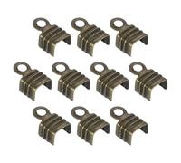 sourcing map 100Pcs 4 x 6.5mm Fold Over Cord Ends, Cord Tips Leather Rope End Caps, Crimp Clamp Clasp Fastener Loop for DIY Jewelry Craft Making, Bronze