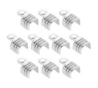sourcing map 100Pcs 4 x 6.5mm Fold Over Cord Ends, Cord Tips Leather Rope End Caps, Crimp Clamp Clasp Fastener Loop for DIY Jewelry Craft Making, Silver White