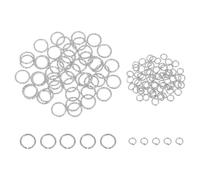 sourcing map 100pcs 4mm Open Jump Rings and 10mm Embossed Jump Ring Kit, Closed O Rings Connector for Bracelet Necklace Pendant Jewelry Keychain DIY Craft Making, K Silver