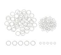 sourcing map 100pcs 4mm Open Jump Rings and 10mm Embossed Jump Ring Kit, Closed O Rings Connector for Bracelet Necklace Pendant Jewelry Keychain DIY Craft Making, Silver