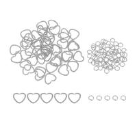 sourcing map 100pcs 4mm Open Jump Rings and 14mm Embossed Jump Ring Kit, Closed Heart Ring Connector for Bracelet Necklace Pendant Jewelry Keychain DIY Craft Making, K Silver