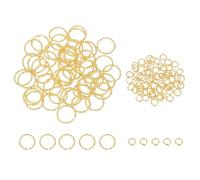 sourcing map 100pcs 4mm Open Jump Rings and 15mm Embossed Jump Ring Kit, Closed O Rings Connector for Bracelet Necklace Pendant Jewelry Keychain DIY Craft Making, Gold
