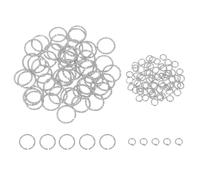 sourcing map 100pcs 4mm Open Jump Rings and 15mm Embossed Jump Ring Kit, Closed O Rings Connector for Bracelet Necklace Pendant Jewelry Keychain DIY Craft Making, K Silver