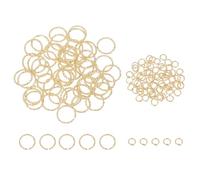 sourcing map 100pcs 4mm Open Jump Rings and 15mm Embossed Jump Ring Kit, Closed O Rings Connector for Bracelet Necklace Pendant Jewelry Keychain DIY Craft Making, K Gold