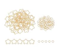 sourcing map 100pcs 4mm Open Jump Rings and 16mm Embossed Jump Ring Kit, Closed Flower Ring Connector for Bracelet Necklace Pendant Jewelry Keychain DIY Craft Making, K Gold