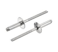 sourcing map 100Pcs 5/32"x1/2" 304 Stainless Steel Large Flange Round Head Rivets, Large Cap Open End Blind Rivets for Construction, Automotive Manufacturing, Aerospace, Shipbuilding (Silver)