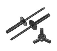 sourcing map 100Pcs 5/32"x3/4" Aluminum Large Head Tri Grip Rivets, Large Flange Tri Grip Rivets for DIY, Sheet Metal, Automotive Repairs, Furniture, Marine Boat (Black)