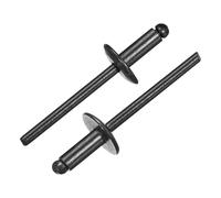 sourcing map 100Pcs 5/32"x3/8" Aluminum Blind Rivets, Aluminum Grip and Steel Mandrel, Large Flange Fastener Rivets for Metal, Furniture, Automotive, Black