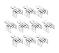 sourcing map 100Pcs 5 x 7.5mm Fold Over Cord Ends, Cord Tips Leather Rope End Caps, Crimp Clamp Clasp Fastener Loop for DIY Jewelry Craft Making, Silver White