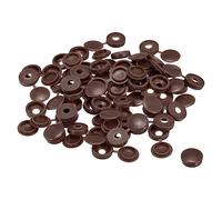 sourcing map 100Pcs 5mm Hinged Screw Cover Caps Plastic Fold Screw Snap Covers Washer Flip Screw Protection Cover for M3 M4 M5 Screws, Dark Brown