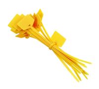 sourcing map 100Pcs 6 Inch Waterproof Shipping Tags 0.16" Nylon Writable Hanging Tag Self Locking Labels Zip Tie Wraps for Indoor and Outdoor, Yellow