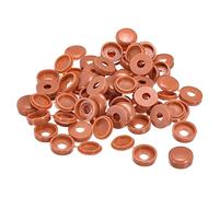 sourcing map 100Pcs 6mm Hinged Screw Cover Caps Plastic Fold Screw Snap Covers Washer Flip Screw Protection Cover for M4 M5 M6 Screws, Red Brown