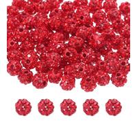 sourcing map 100pcs 6mm Rhinestone Beads for Jewelry Making, Bling Disco Bead Sparkle Diamond Clay Bead for Necklace Bracelet Christmas, Red