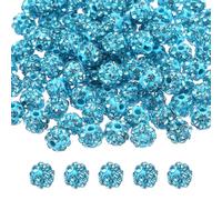 sourcing map 100pcs 6mm Rhinestone Beads for Jewelry Making, Bling Disco Bead Sparkle Diamond Clay Bead for Necklace Bracelet Christmas, Blue
