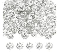 sourcing map 100pcs 6mm Rhinestone Beads for Jewelry Making, Bling Disco Bead Sparkle Diamond Clay Bead for Necklace Bracelet Christmas, White