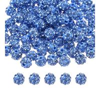 sourcing map 100pcs 6mm Rhinestone Beads for Jewelry Making, Bling Disco Bead Sparkle Diamond Clay Bead for Necklace Bracelet Christmas, Light Blue