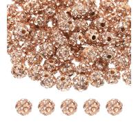 sourcing map 100pcs 6mm Rhinestone Beads for Jewelry Making, Bling Disco Bead Sparkle Diamond Clay Bead for Necklace Bracelet Christmas, Champagne