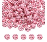 sourcing map 100pcs 8mm Rhinestone Beads for Jewelry Making, Bling Disco Bead Sparkle Diamond Clay Bead for Necklace Bracelet Christmas, Pink