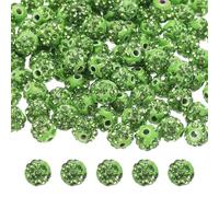 sourcing map 100pcs 8mm Rhinestone Beads for Jewelry Making, Bling Disco Bead Sparkle Diamond Clay Bead for Necklace Bracelet Christmas, Green