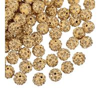 sourcing map 100Pcs 8mm Rhinestone Clay Beads, Polymer Clay Crystal Bead Round Disco Shiny Ball Beads Bulk for DIY Bracelet Necklace Jewelry Making (Crystal Yellow)