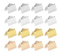 sourcing map 100Pcs 8mm Ribbon Crimp Clamp Ends, Bookmark Pinch Crimp Ends, Fasteners Clasp Crimp Ends for Bracelet Necklace Jewelry Making, 4 Colors