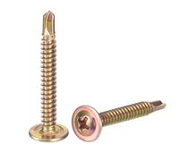 sourcing map 100Pcs #8x1-1/4" Phillips Head Self Tapping Screws, Carbon Steel Self Drilling Flat Head High-Strength Quick Tapping Screws Wood Screw for Wood, Metal, Plastic, Color Zinc