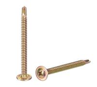 sourcing map 100Pcs #8x2" Phillips Head Self Tapping Screws, Carbon Steel Self Drilling Flat Head High-Strength Quick Tapping Screws Wood Screw for Wood, Metal, Plastic, Color Zinc