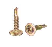 sourcing map 100Pcs #8x3/4" Phillips Head Self Tapping Screws, Carbon Steel Self Drilling Flat Head High-Strength Quick Tapping Screws Wood Screw for Wood, Metal, Plastic, Color Zinc