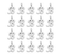 sourcing map 100Pcs A-Z Alphabet Charm, Metal Alphabet B Letter Charm Initial Charm Pendant Bead for Necklaces Bracelets Jewelry Making Crafts, Silver