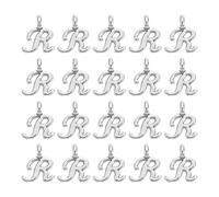 sourcing map 100Pcs A-Z Alphabet Charm, Metal Alphabet R Letter Charm Initial Charm Pendant Bead for Necklaces Bracelets Jewelry Making Crafts, Silver