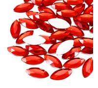 sourcing map 100PCS Acrylic Horse Eye Gems 12x25mm Flat Back Artificial Rhinestones for DIY Crafts Bead Wedding Party Face Painting Jewelry Making, Red