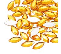 sourcing map 100PCS Acrylic Horse Eye Gems 12x25mm Flat Back Artificial Rhinestones for DIY Crafts Bead Wedding Party Face Painting Jewelry Making, Yellow