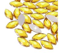 sourcing map 100PCS Acrylic Horse Eye Gems 6x12mm Flat Back Artificial Rhinestones for DIY Crafts Bead Wedding Party Face Painting Jewelry Making (Yellow)