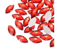 sourcing map 100PCS Acrylic Horse Eye Gems 6x12mm Flat Back Artificial Rhinestones for DIY Crafts Bead Wedding Party Face Painting Jewelry Making (Red)