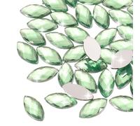 sourcing map 100PCS Acrylic Horse Eye Gems 6x12mm Flat Back Artificial Rhinestones for DIY Crafts Bead Wedding Party Face Painting Jewelry Making (Middle Green)