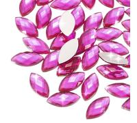 sourcing map 100PCS Acrylic Horse Eye Gems 6x12mm Flat Back Artificial Rhinestones for DIY Crafts Bead Wedding Party Face Painting Jewelry Making (Purple Pink)