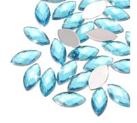sourcing map 100PCS Acrylic Horse Eye Gems 6x12mm Flat Back Artificial Rhinestones for DIY Crafts Bead Wedding Party Face Painting Jewelry Making (Cyan)