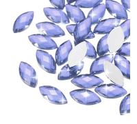 sourcing map 100PCS Acrylic Horse Eye Gems 6x12mm Flat Back Artificial Rhinestones for DIY Crafts Bead Wedding Party Face Painting Jewelry Making (Blue Purple)