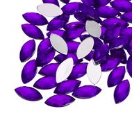 sourcing map 100Pcs Acrylic Horse Eye Gems 7x15mm Flat Back Artificial Rhinestones for DIY Crafts Bead Wedding Party Face Painting Jewelry Making Violet