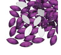 sourcing map 100Pcs Acrylic Horse Eye Gems 7x15mm Flat Back Artificial Rhinestones for DIY Crafts Bead Wedding Party Face Painting Jewelry Making Lilac